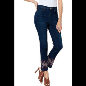 DG2 by Diane Gilman Women's Geo Embroidered Skinny Jean Indigo - Regular
